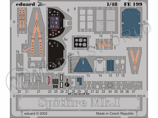 Фототравление для модели Spitfire Mk. I, Tamiya. Масштаб 1:48