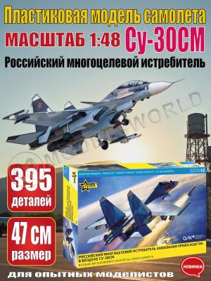 Склеиваемая пластиковая модель Российский многоцелевой истребитель завоевания превосходства в воздухе Су-30СМ. Масштаб 1:48