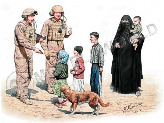 Фигуры американских современных солдат. "Вот Сникерс, угощайся!". Масштаб 1:35