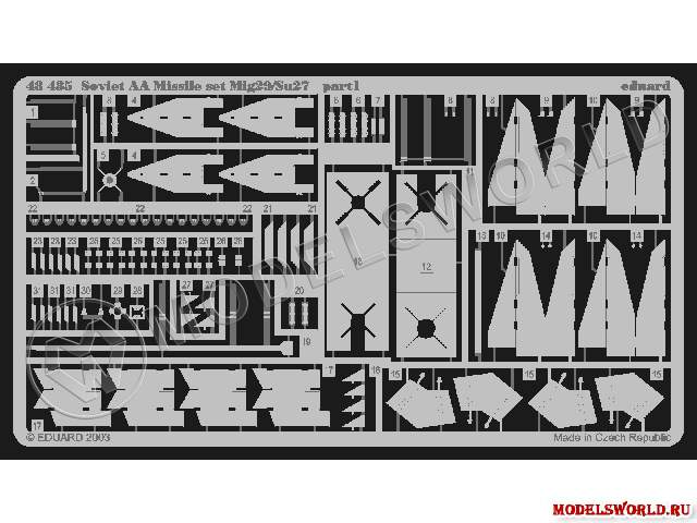 Фототравление 1:48 для Soviet AA Missile set MiG-29/ Su-27  ACADEMY - фото 1