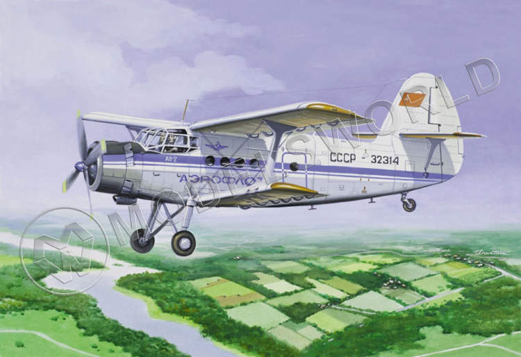 Склеиваемая пластиковая модель многоцелевого самолета Ан-2 Аэрофлот. Масштаб 1:144 - фото 1
